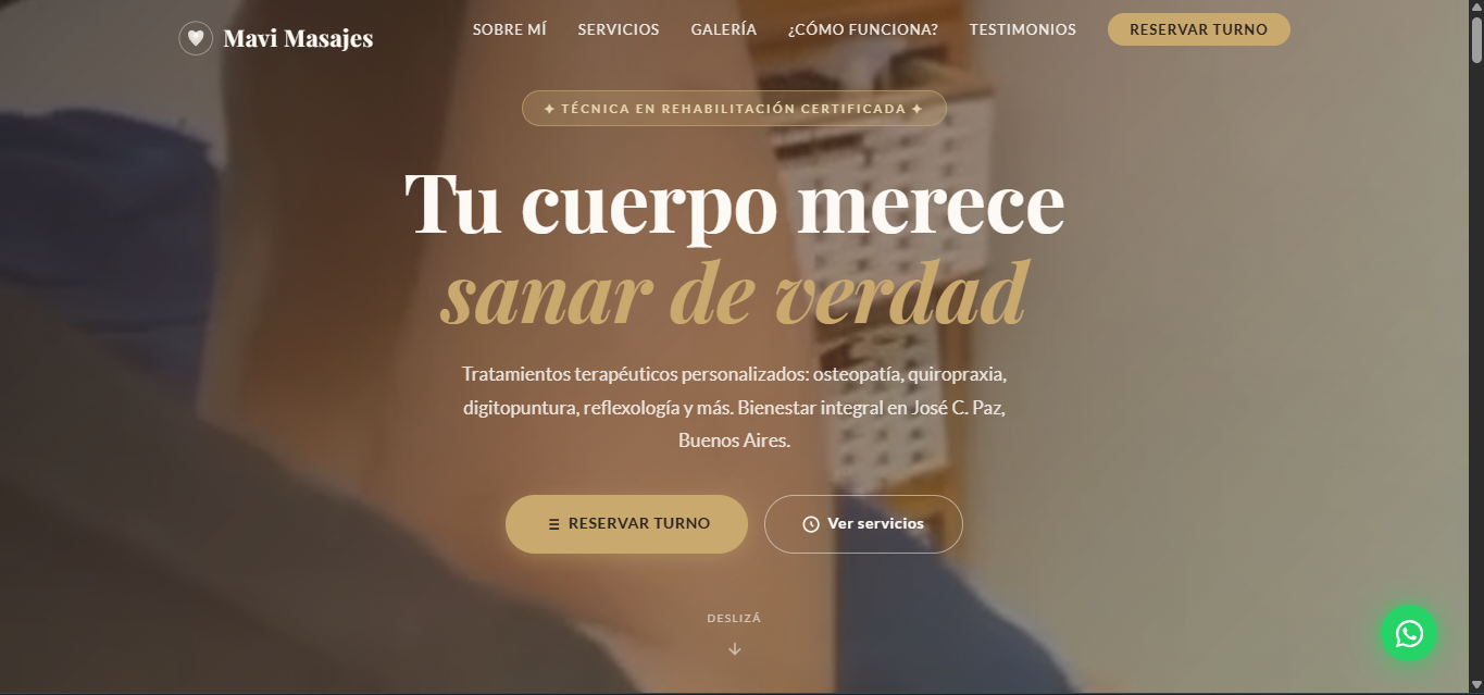 Mavi Masajes - Landing Page